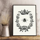 Пчелиная королева, принты, деревенская Настенная картина, декор фермерского дома, пчелиный и венок, ВИНТАЖНЫЙ ПЛАКАТ, французская страна, домашнее искусство, холст, живопись