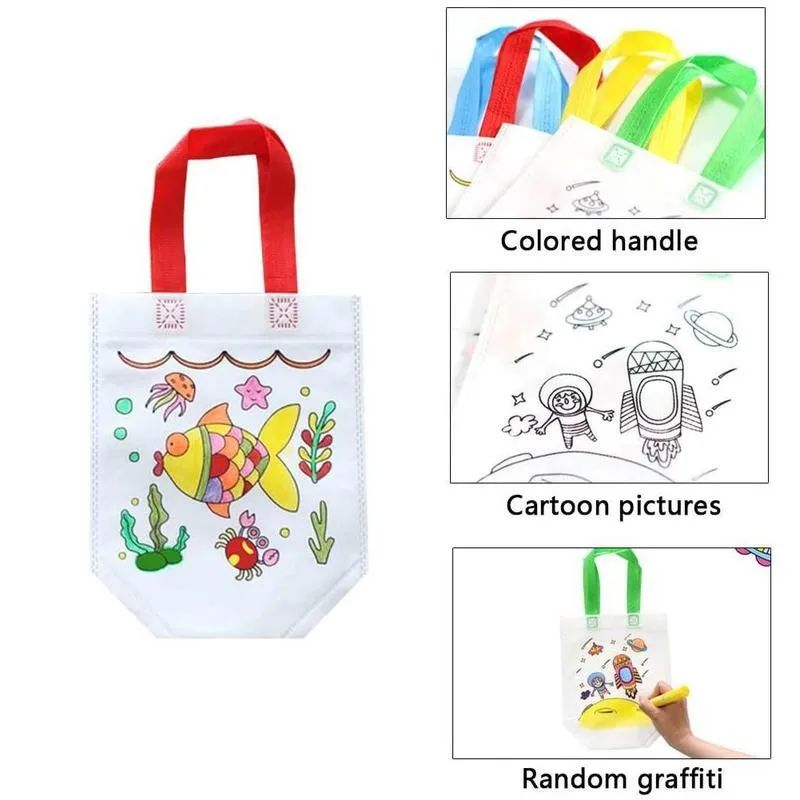 Нетканая Сумка-тоут с граффити для творчества детская художественная сумочка