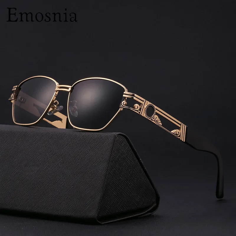 

Emosia Vintage Gothic Steampunk Sunglasses Men Women Classic Square Gold Metal Frame Sun Glasses For Male Black Brown Oculos