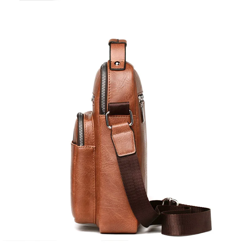 New Men's Shoulder Bag PU Material British Retro Casual Fashion Style High Quality Design Large Capacity Messenger Bag