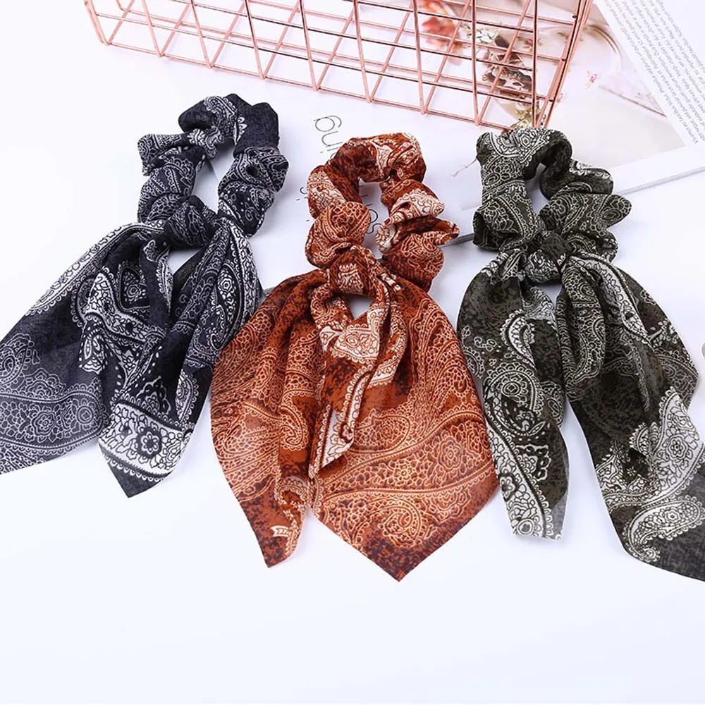 Корейский стиль богемные резинки с принтом шифоновая лента женский эластичный