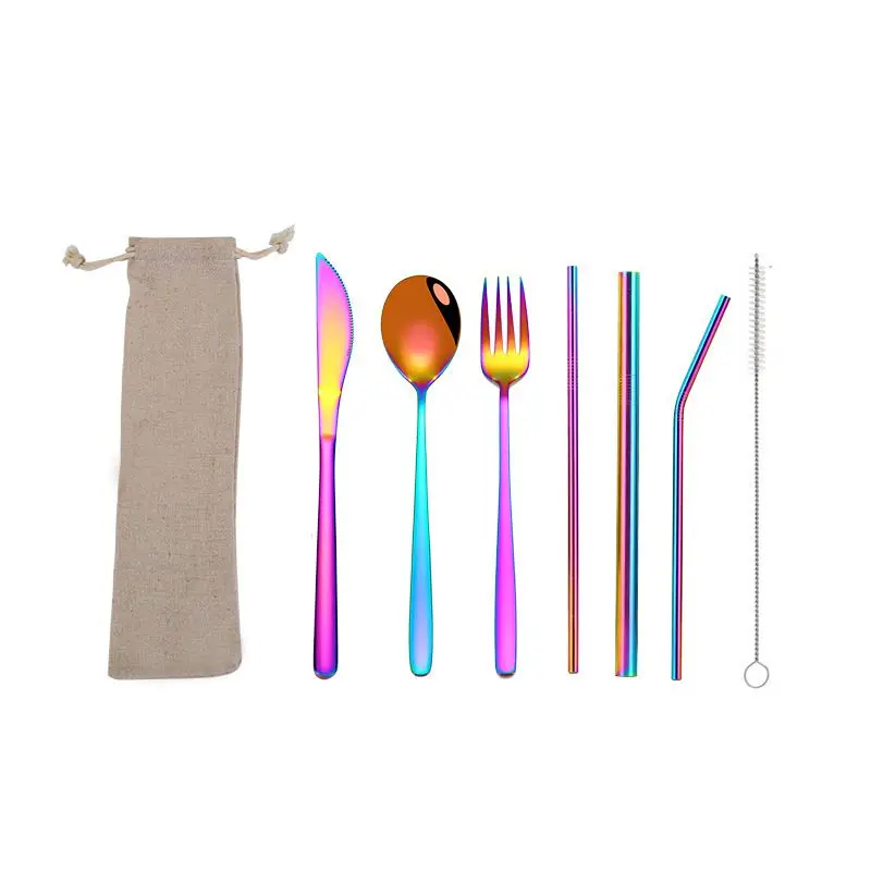 Портативные столовые приборы вилка ложка набор щеточек из нержавеющей стали