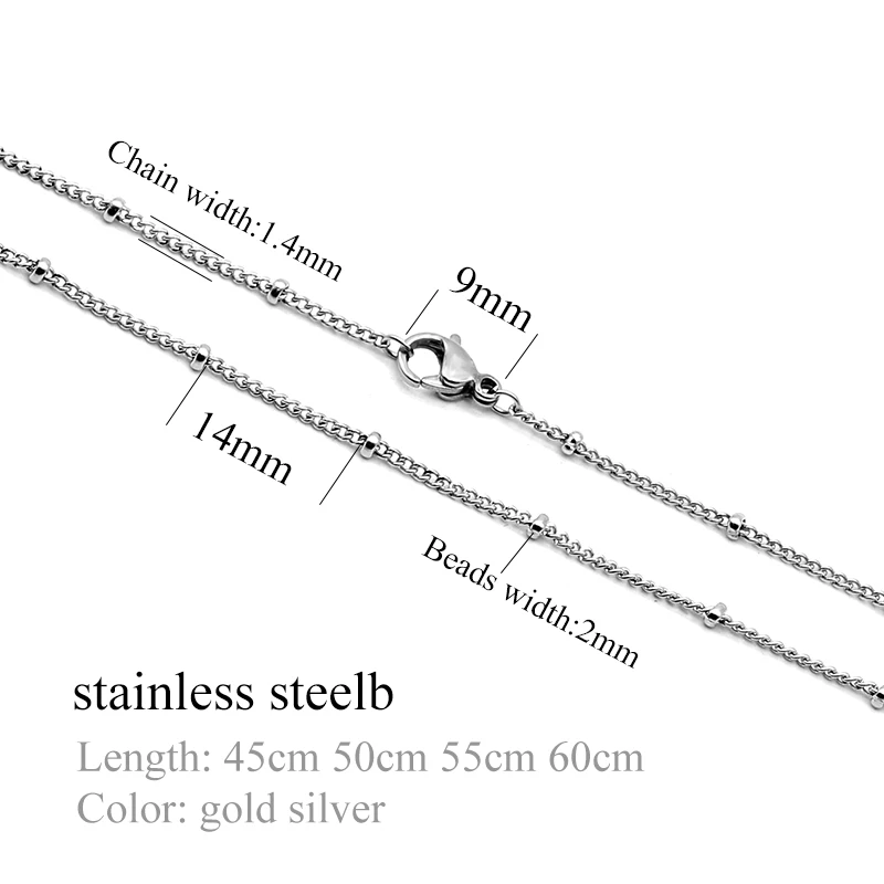 Цепочка женская из нержавеющей стали с бусинами Ширина 1 5 мм 10 шт./лот | Украшения