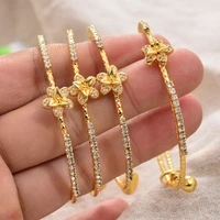 4pcslot dubai france gold color bangles female zircon stone adjustable bracelets for women cold color bangles wedding bracelet