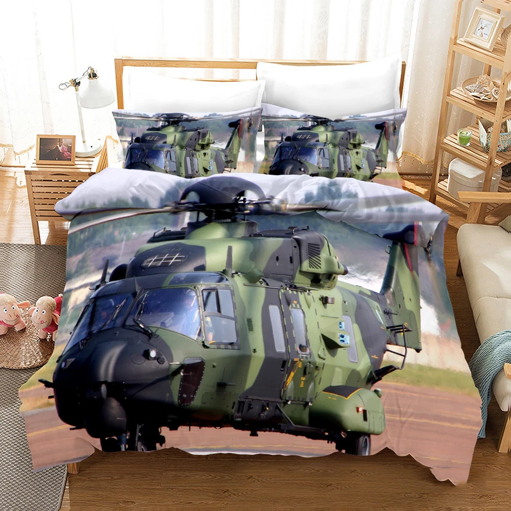 Fighter Jet Bedding 3pcs Soft Quilt Cover Set Military Jets Comforter Aircraft In Flight Pattern Duvet Pillowcase | Дом и сад