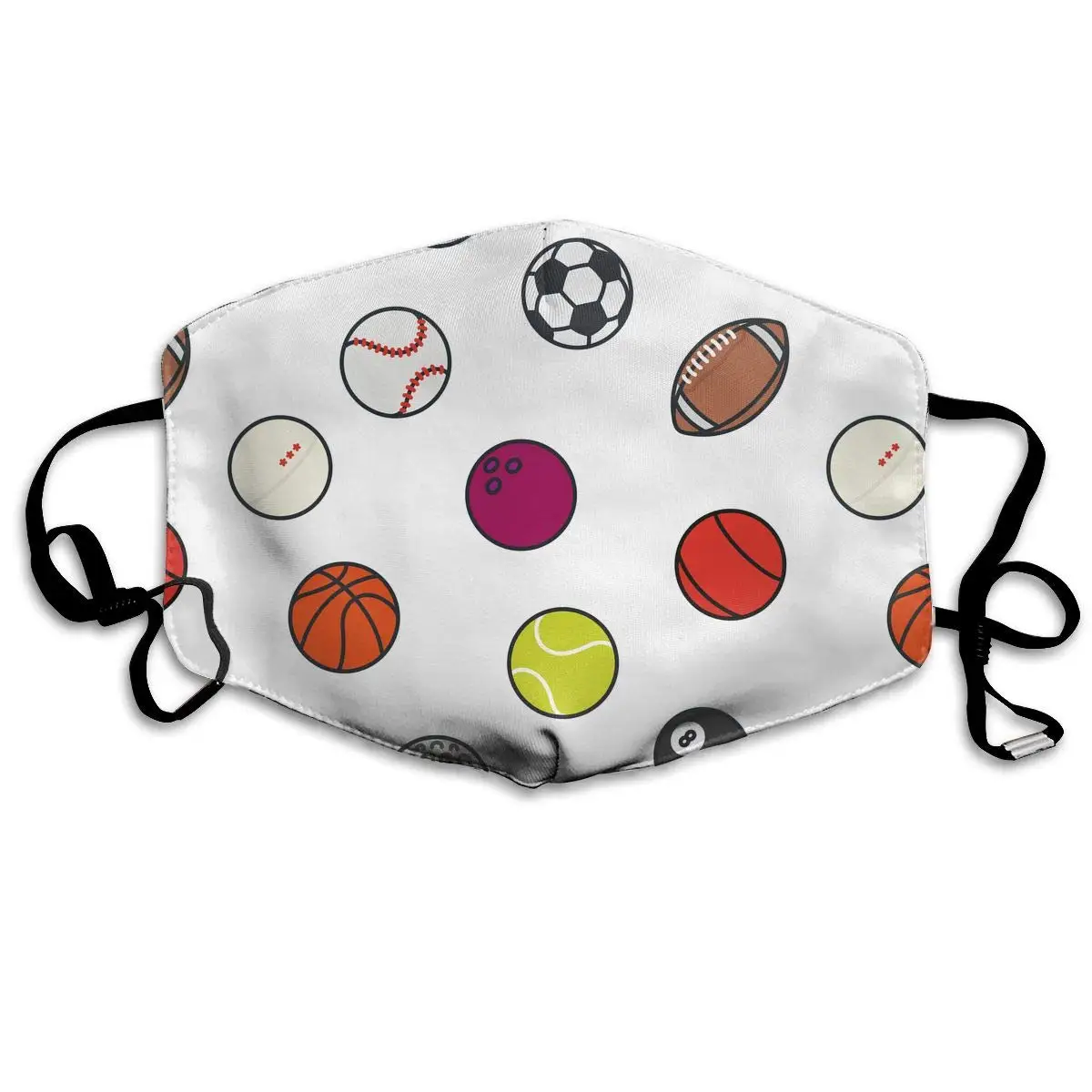 

Soccer Football Tennis Golf Bowling Basketball Washable Reusable Mask, Cotton Anti Dust Half Face Mouth Mask For Kids Teens