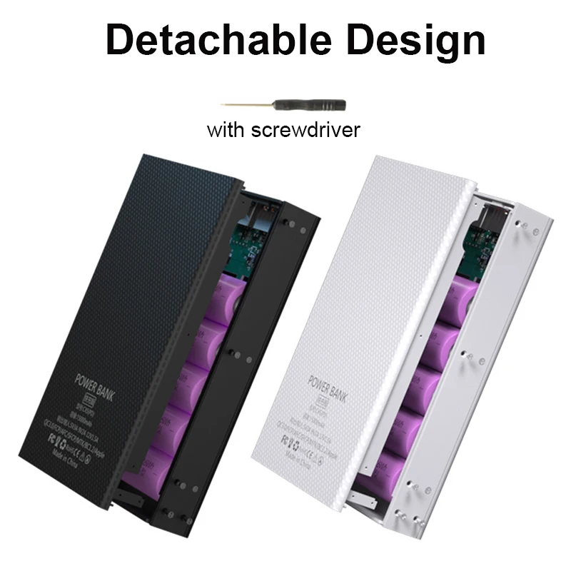 5*18650 чехол для внешнего аккумулятора с двумя USB-портами быстрое и беспроводное