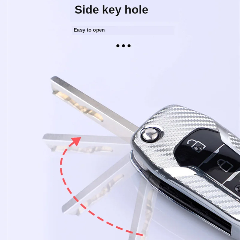 

Carbon Fiber TPU Car Key Cover Case Protective Shell For FORD Fusion Fiesta Escort Mondeo Everest Ranger 3 Buttons Folding Key