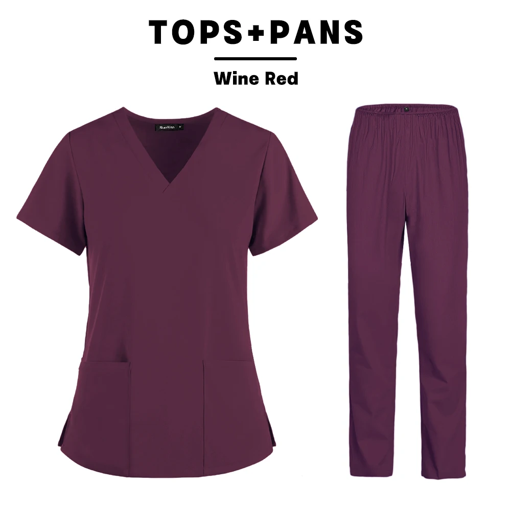 Operating Room Scrubs Clothes Doctor Nurse Dentist Working Tops Medical Surgical Beauty Salon Lab Dental Hospital Tops and Pans