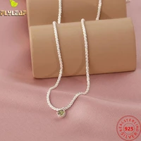 925 sterling silver gypsophila chain chokers necklace for women olive green zircon fashion female fine jewelry