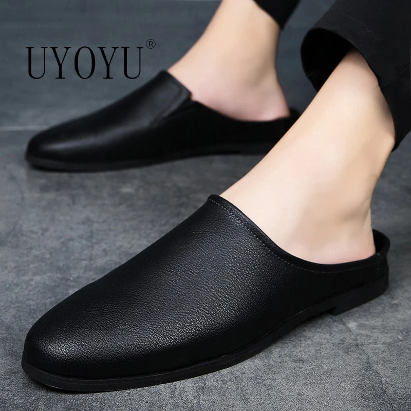 

Italian Men Slippers Genuine Leather Loafers Moccasins Outdoor Non-slip Mens Casual Shoes Summer Spring Fashion Man Shoes 2021