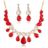 farlena new simple water drop crystal glass necklace earrings set fashion rhinestone bridal wedding jewelry sets