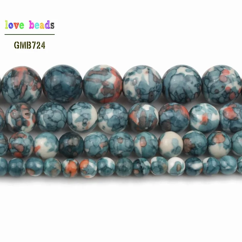 Круглые бусины темно синего оранжевого цветов для изготовления ювелирных