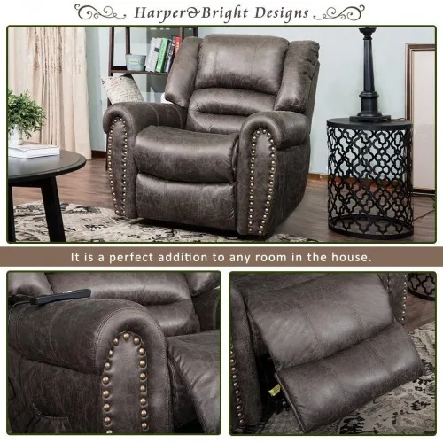 Electric Power Lift Recliner Chair PU Leather Padded For The Elderly Beige Brown Sofa Living Room |