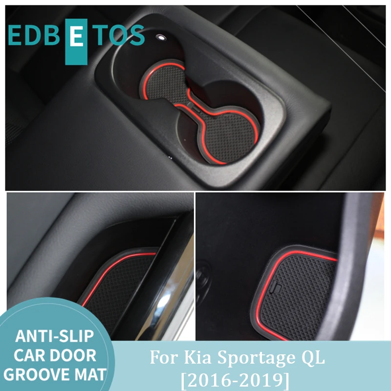 

For Kia Sportage QL 2016 2017 2018 2019 Anti-Slip Dirty Door Groove Mat Rubber Gate Slot Coaster Mat Center Console Liner Mats