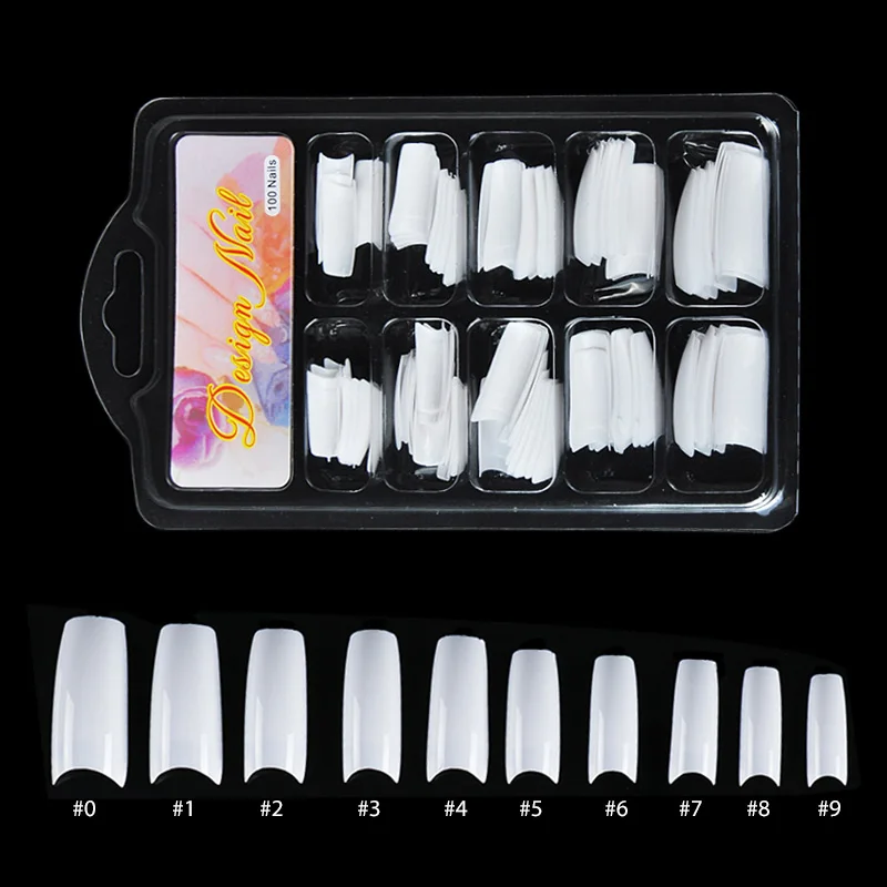 100 Pcs White BUKAKI смешанные накладные 12 размеров полное покрытие акриловое покрытие ногтей белый прозрачный цвет УФ-наконечники клип Форма расширение пальца - Цвет: 100 Pcs White