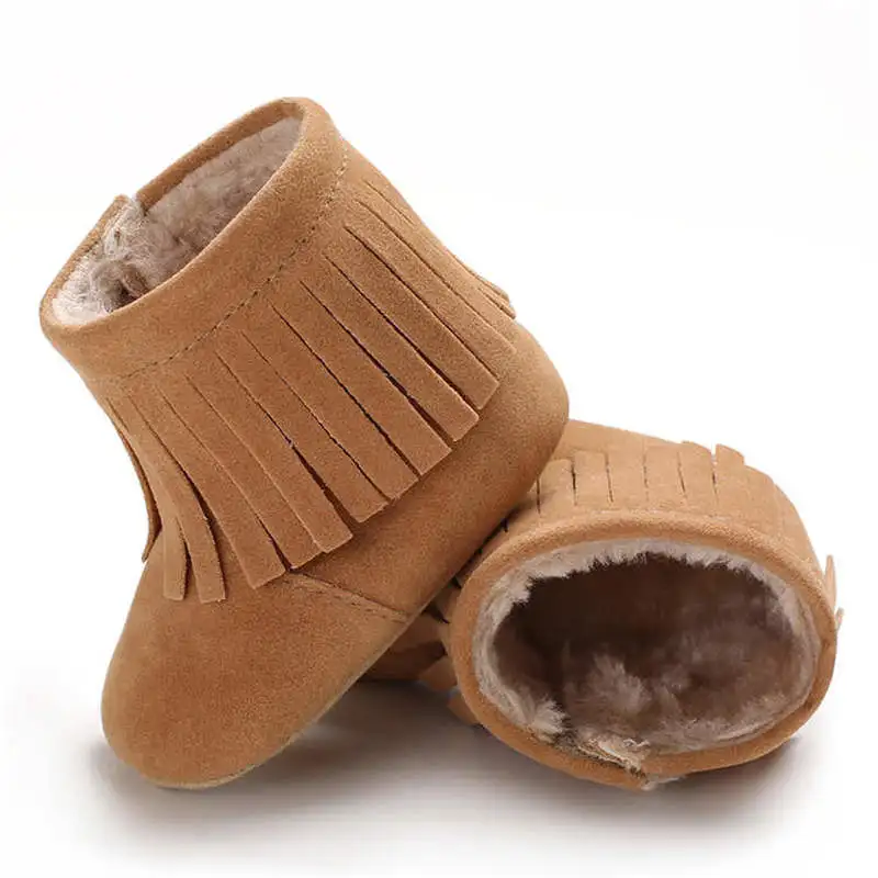 Детская обувь для мальчиков и девочек кроватки Зимние Мокасины из искусственной