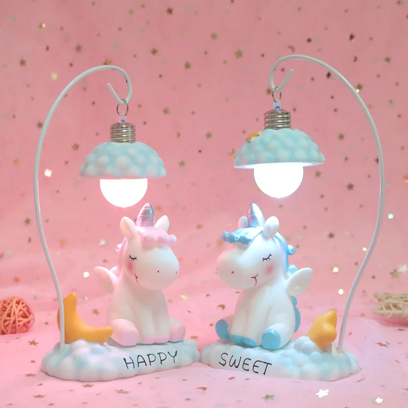 

Resin Craft Unicorn Night Light Star Light Pink Girl Heart Home Bedroom Desk Lamp Desktop Decoration Student Children Gift