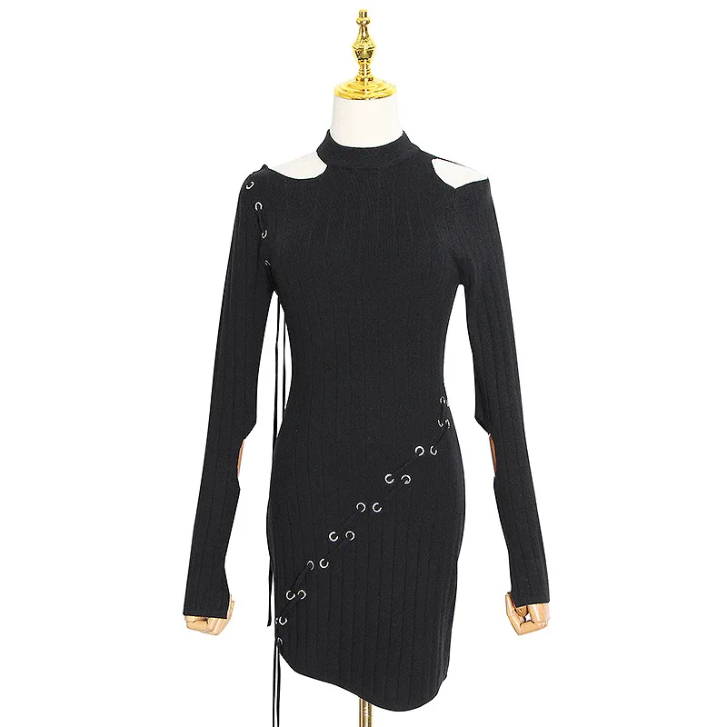 

autumn half a turtleneck high hole leggings package buttocks pure color of tall waist cultivate one's morality dress