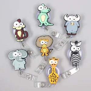 Выдвижной пластиковый держатель для значка, креативная лесная обезьяна льва.