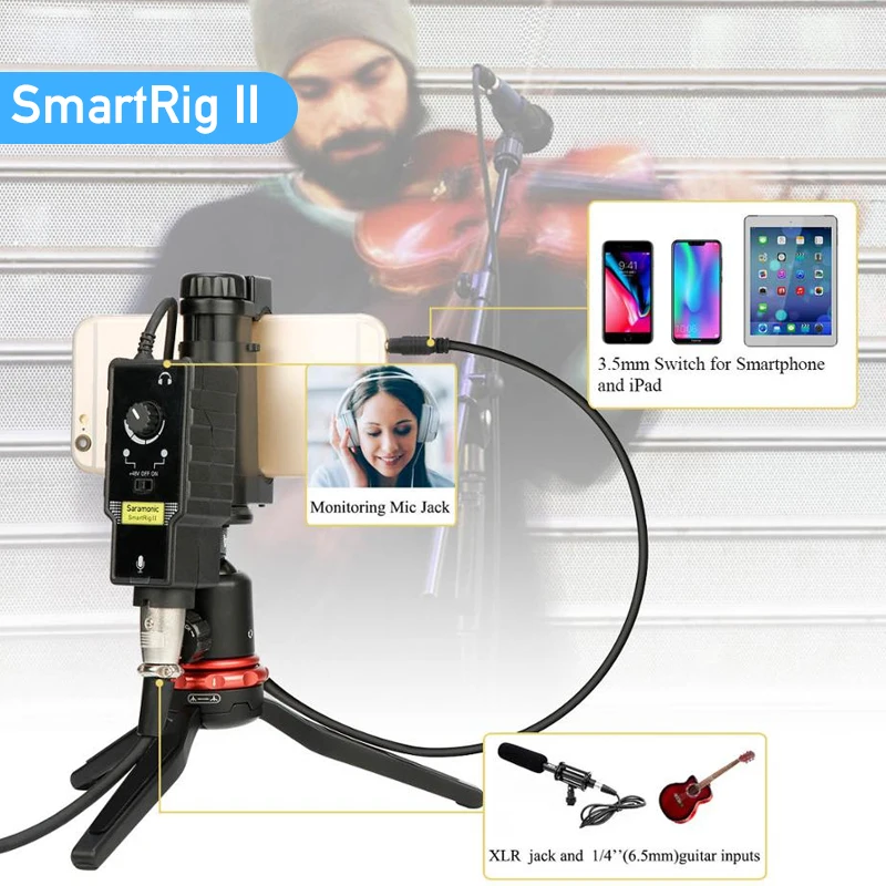 Универсальный микрофон Saramonic SmartRig II совместимый со смартфонами адаптер
