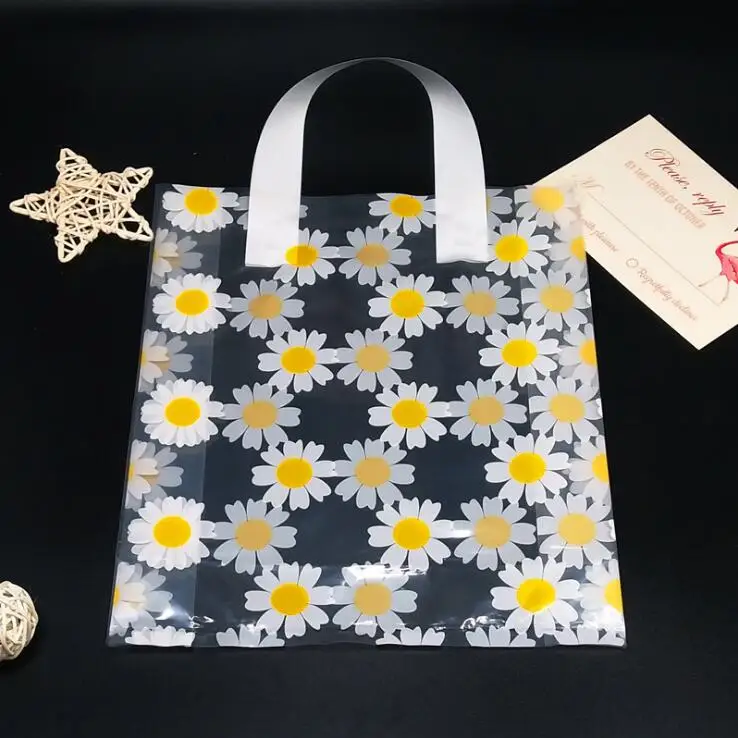 50 шт. прозрачный маленький переносной мешок для одежды с маргаритками Подарочный