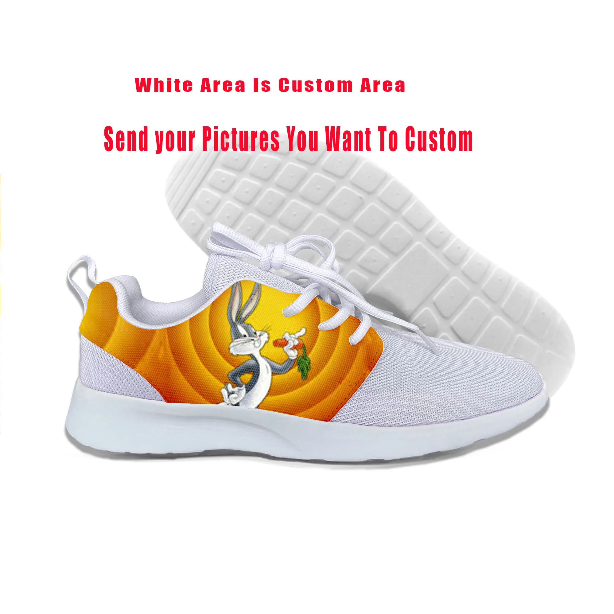 Zapatillas de deporte con estampado 3D para hombre y mujer, zapatos casuales a la moda, con dibujos animados, con diseño de Bugs Bunny, 2019