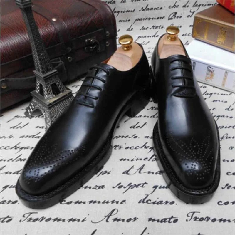 

Sipriks Premier Boss Calf Leather Shoes Bespoke Square Toe Oxfords Mens Goodyear Welted Dress Office Party Thick Soled Big Size