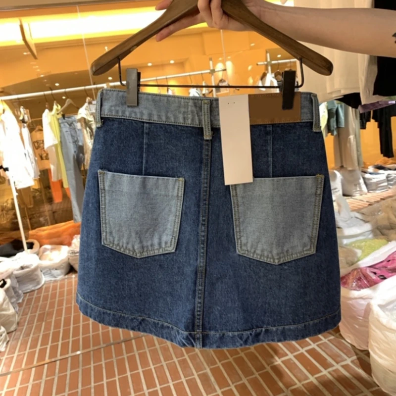 

Demin Skirts 2021 Spring Summer Korean Irregular High Waist Pleated A-line Mini Jenas Woman Skirt Mujer Faldas