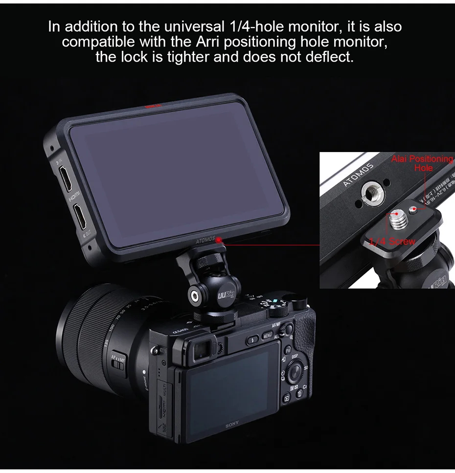 UURig R015 универсальный монитор адаптер держатель с Arri 1/4 винт холодной обуви видео камера кронштейн для монитора холодной обуви