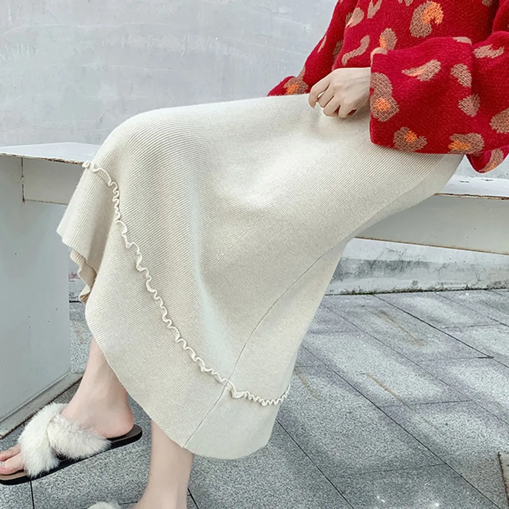 Faldas mujer moda юбки женские элегантные свободные однотонные зимние юбки для отдыха Длинные женские юбки jupe femme saia midi