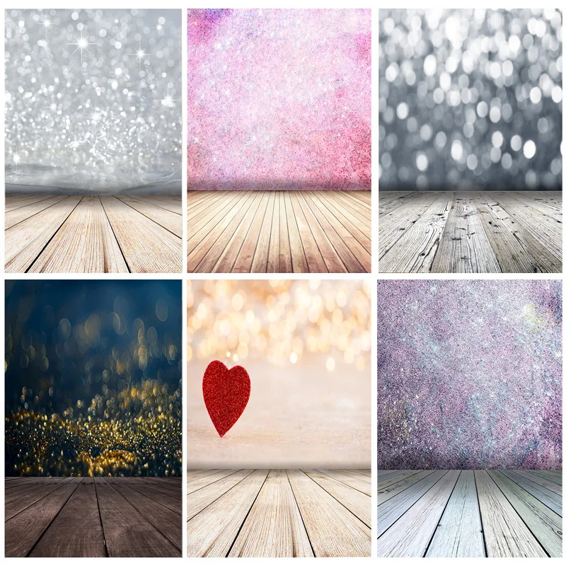 

SHENGYONGBAO Light Spot Bokeh Glitter Wooden Floor Portrait Photography Backdrops Props Photo Studio Backgrounds 21222 LX-04