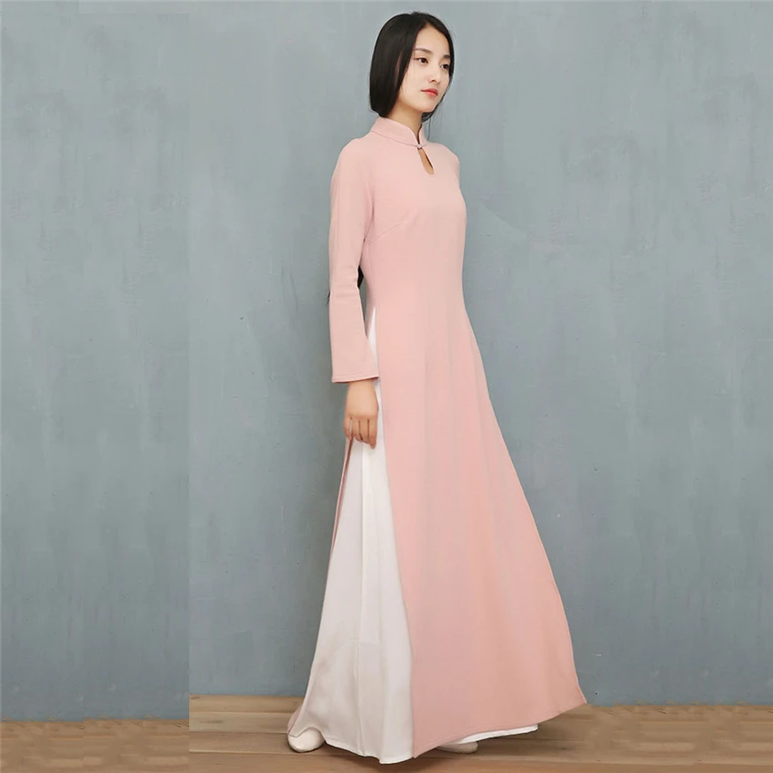 Изящное платье для женщин 2021 Новинка аозай Чонсам дизайн во Вьетнаме Ципао