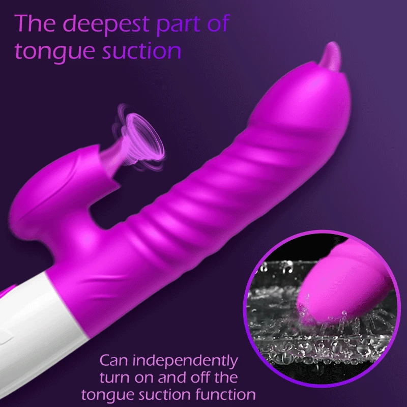 Adult Suck Sex Toys Telescopic Rotating Vibrators Double Tongue Vibrating Dildo for Woman Anal Vaginal Clitoris Stimulator