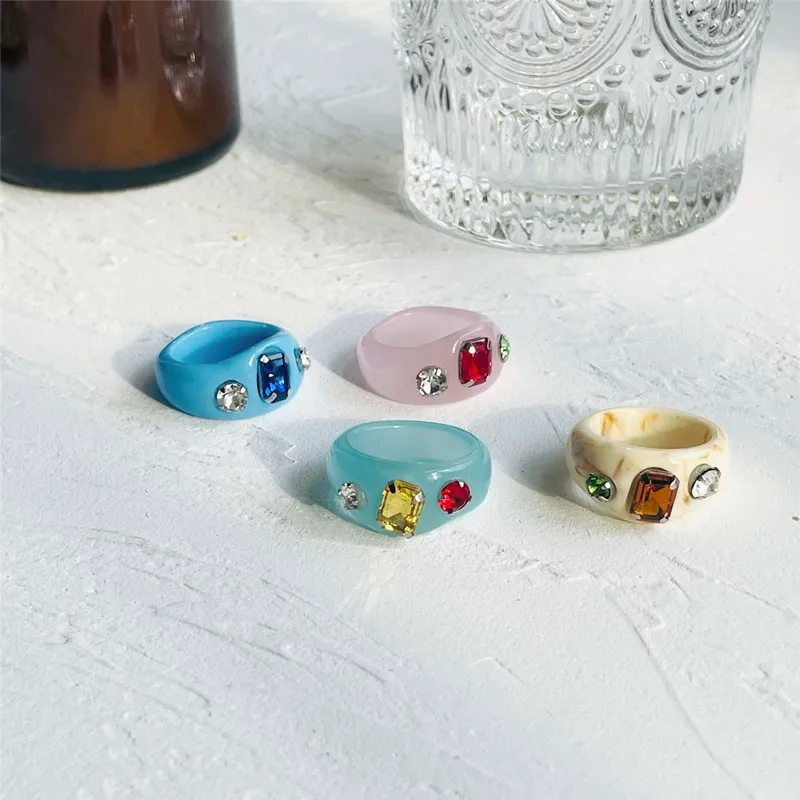 

Creative Exquisite Hand Ring Geometry Ring Transparent Gift Party Jewelry Girls Jewelry Rhinestone Resin Ring Mothers Day Gifts