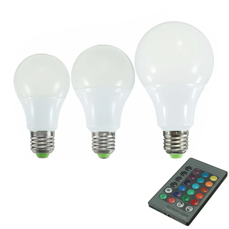 5 Вт/10 Вт/20 Вт E27 светодиодный лампы AC85-265V смена 16 цветов RGB шар светильник лампа с 24