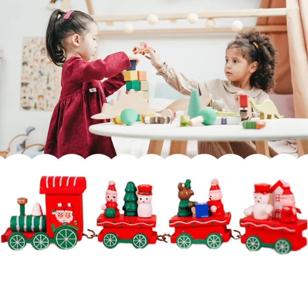 

Christmas Wooden Train Toys Lovely Decoration Christmas Ornaments Wooden Train Children's Holiday Gift