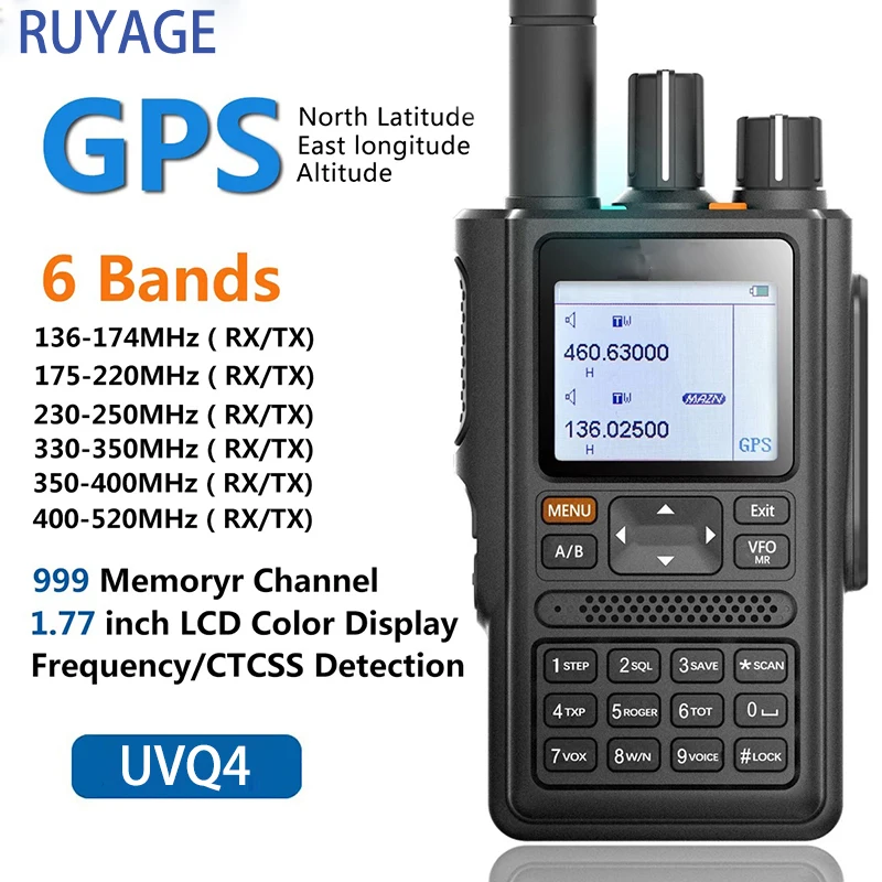 

Fast Shipping RUYAGE UVQ4 Walkie Talkie Outdoor Full Band GPS Positioning Multifunctional Dual Segment Color Screen Handheld