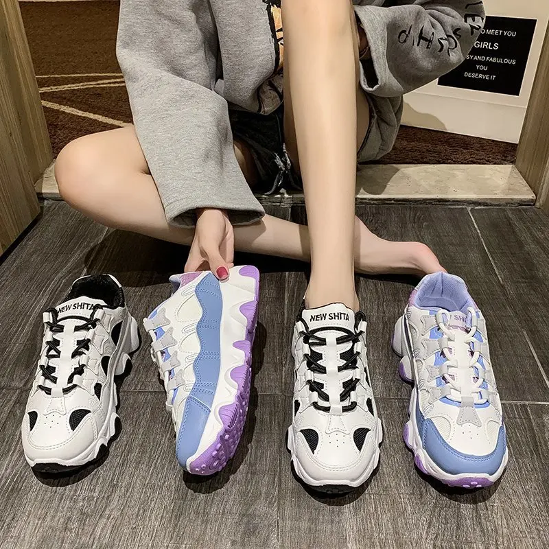 

Breathable White Dad Shoes Women Platform Sneakers for Spring Casual Shoes Female 2021 New Chunky Sneakers Breathable