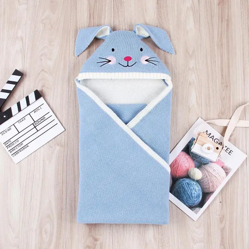 

Newborn Baby Knitted Sleeping Bags Infant Swaddle Wrap Blanket Sleep Sacks Soft Warm Baby Rabbit Blanket Baby Bedding Props
