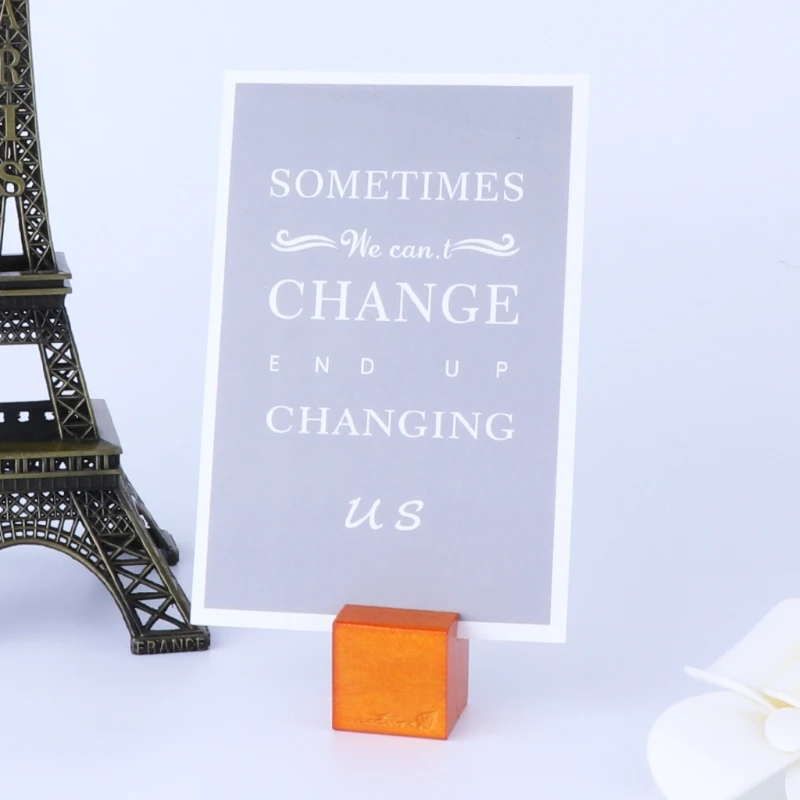 Натуральное дерево блок скрепки для бумаги фото держатель карт зажим Настольный