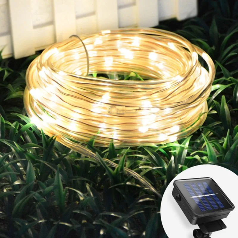 

LED Solar Lamp String Light Street Garland Light Christmas Fairy Lights Decoration Warm White Starry Light for Home Outdoor 2set