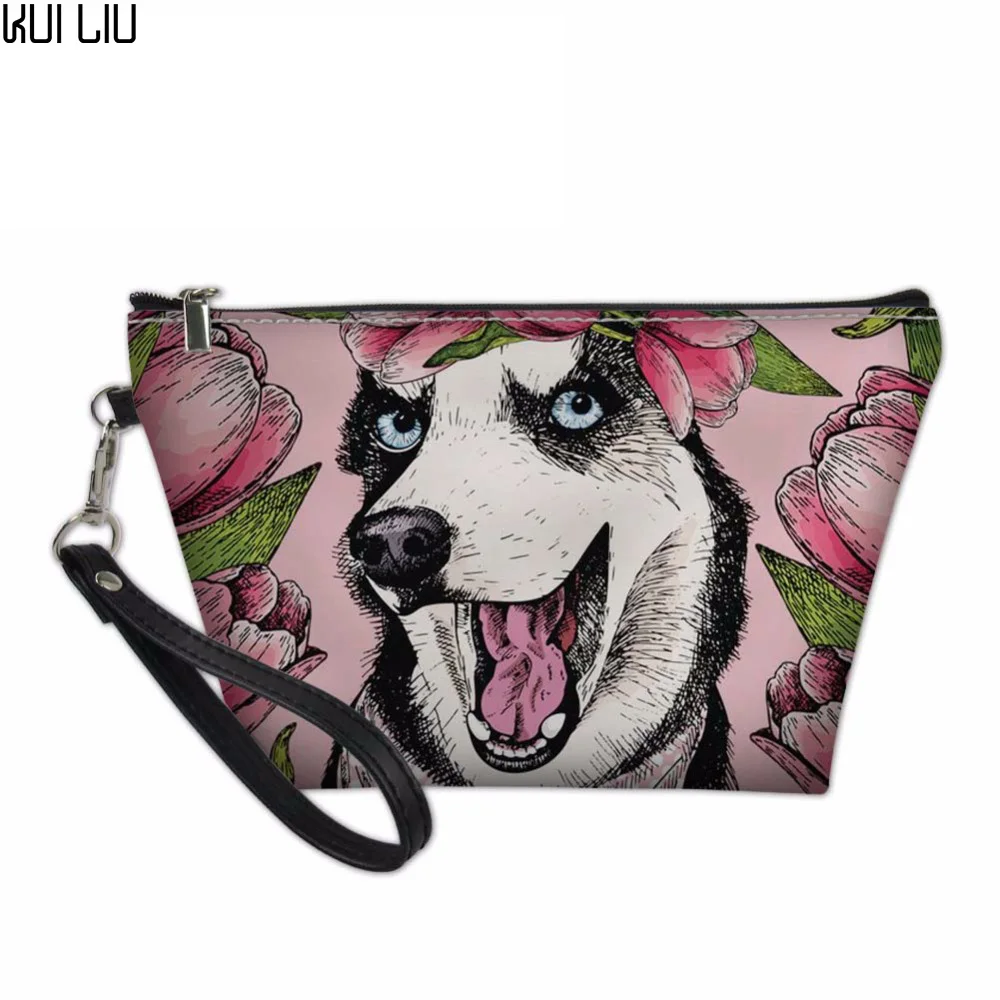 

Kui Liu Fashion Brand Cosmetic Organizer Bag 3D Husky Printing Women Travel Makeup Case Portable Cosmetic Bags for Make Up