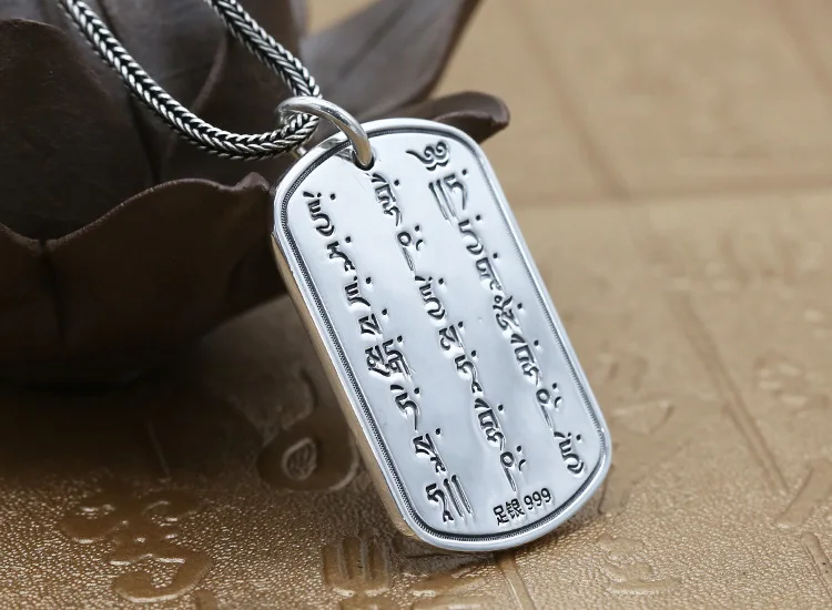 999 стерлингового серебра Ом Мани Падме Хум молиться амулет кулон Ювелирное