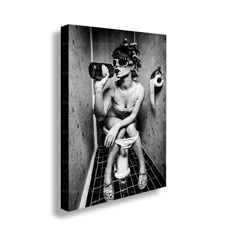 Современный Туалет сексуальная женщина холст печать бар девушка курить питьевой