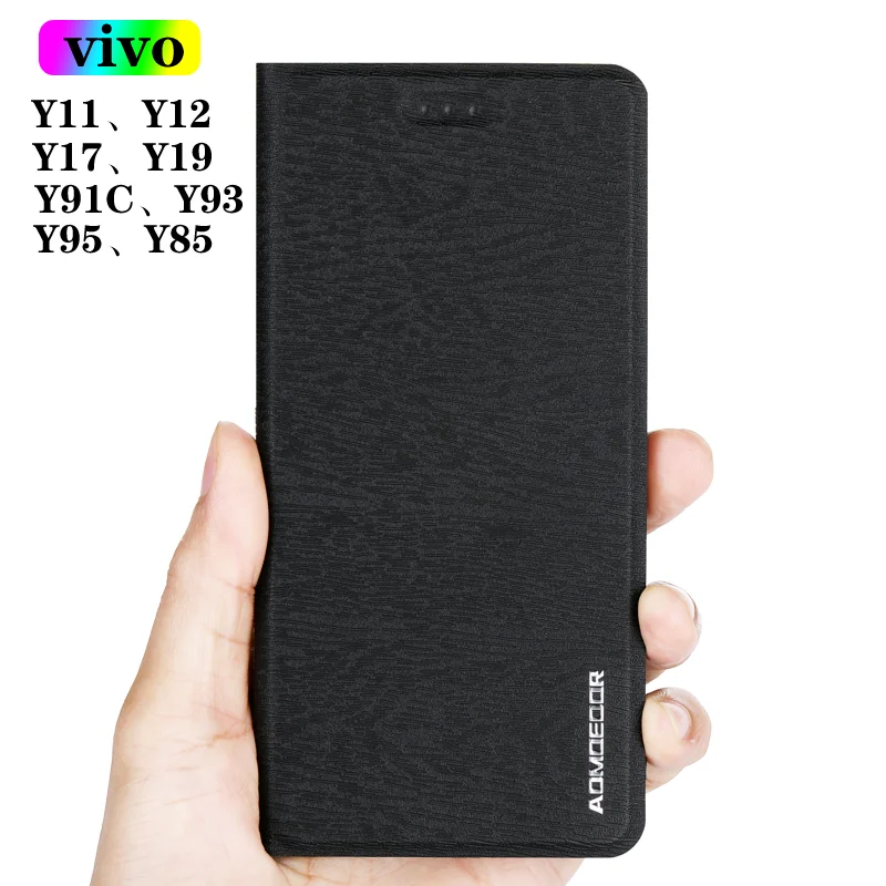 Кожаный флип чехол Чехол для Vivo Y11 Y12 Y19 Y17 Y15 Y95 Y93 Y91C Y91i Y31 Y30 Y20 Y50 Y85 Y81 Y71 V20 IQOO Neo 3 5