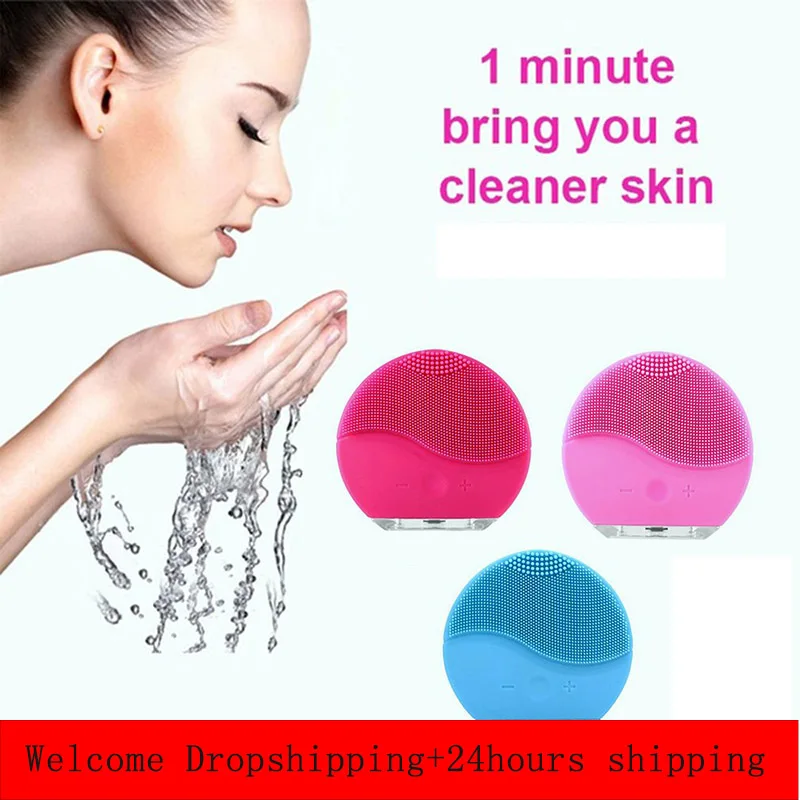Электрическая Очищающая щетка для лица силиконовая вибрационная мини глубокого