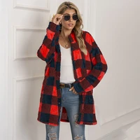 woman coats and jackets autumn winter 2021 plaid print long sleeve turn down collar casual loose jacket female elegant outerwear