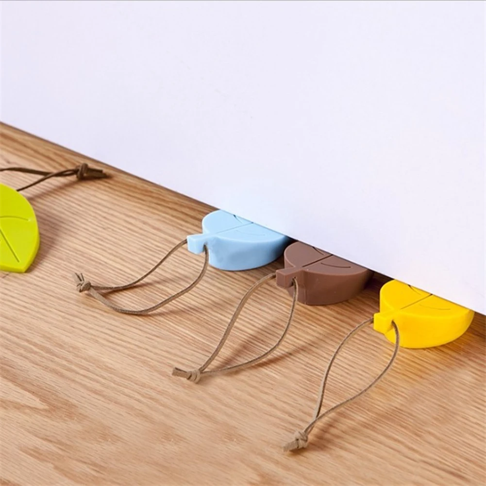 Leaves-Tope de puerta de silicona para ni&ntilde;os, anticarpeta, seguridad manual, tarjeta, colgante-4