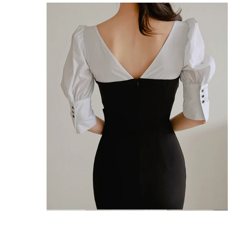 

Women Autumn Patchwork Wear To Work Vestidos Business Party Bodycon Office Elegant Women Dress